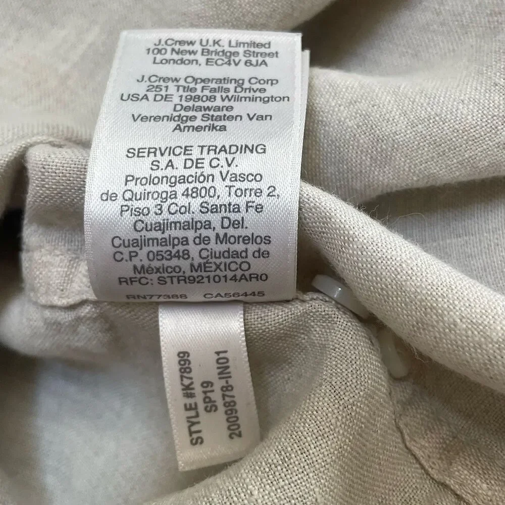 J.Crew Slim Baird McNutt Irish Linen Shirt Large Beige Coastal Old Money Classic